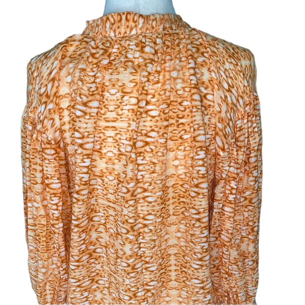 Anthropologie Kinga Csilla Sera Cropped Blouse in Orange Leopard Print - 2